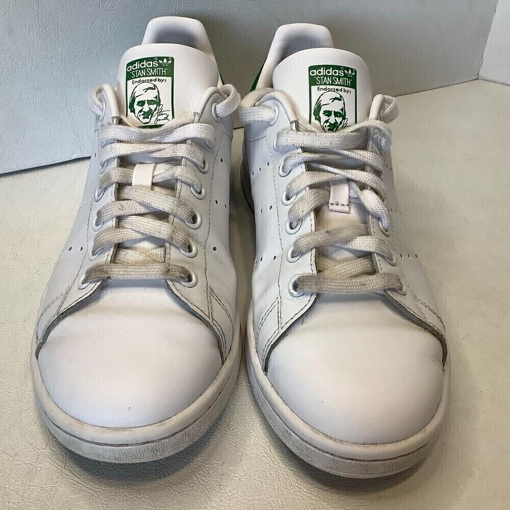 Women's Adidas Stan Smith White/Green Athletic Shoes Lace Up Size 9 APC011001 - Picture 2 of 12